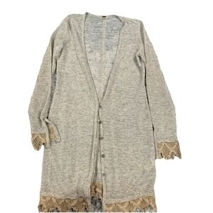 Free People Cardigan Lightweight Boho Womens XS Sweater Beige‎ Boho Cottagecore